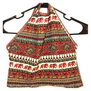 Halter bohemian print crop top